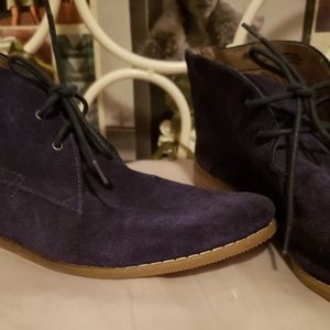 Navy blue suede boots